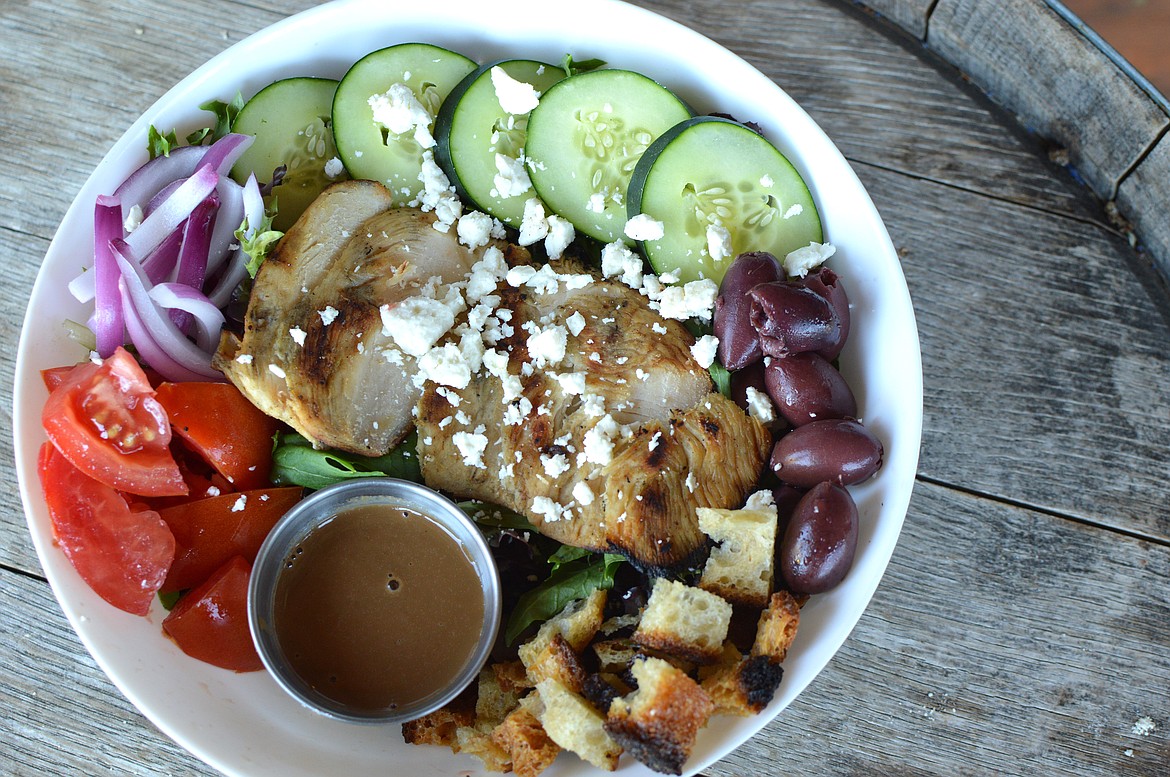 The Greek salad with grilled chicken at Home Ranch Bottoms. (Summer Zalesky/Daily Inter Lake)