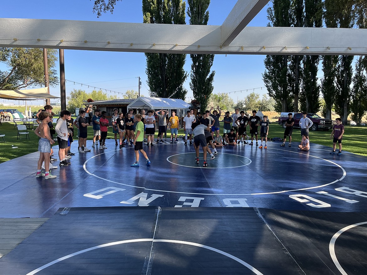 Wrestlers take to the mat during last weekend’s Chasing Gold wrestling camp. The camp brought in wrestlers from Moses Lake, Ephrata, Othello and Burlington.