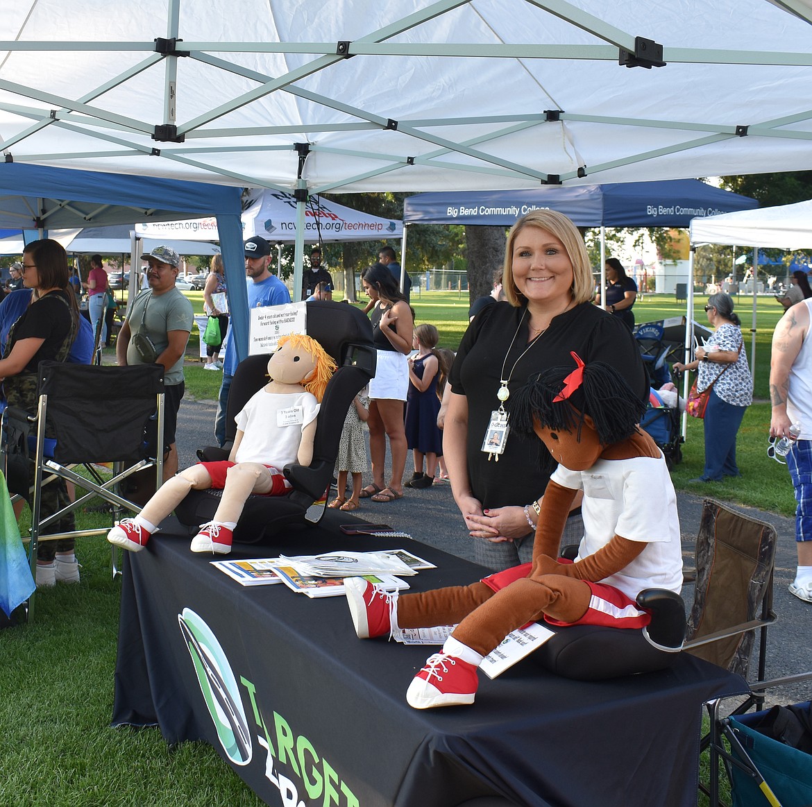 Grant County Health District Health Educator Jana Rackham was at National Night Out Tuesday to show the proper use of car seats for children.