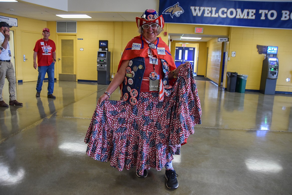 Susan Reneau, of Missoula, at a rally for former President Donald Trump and Senate candidate Tim Sheehy on Aug. 9, 2024 in Bozeman. (Kate Heston/Daily Inter Lake)