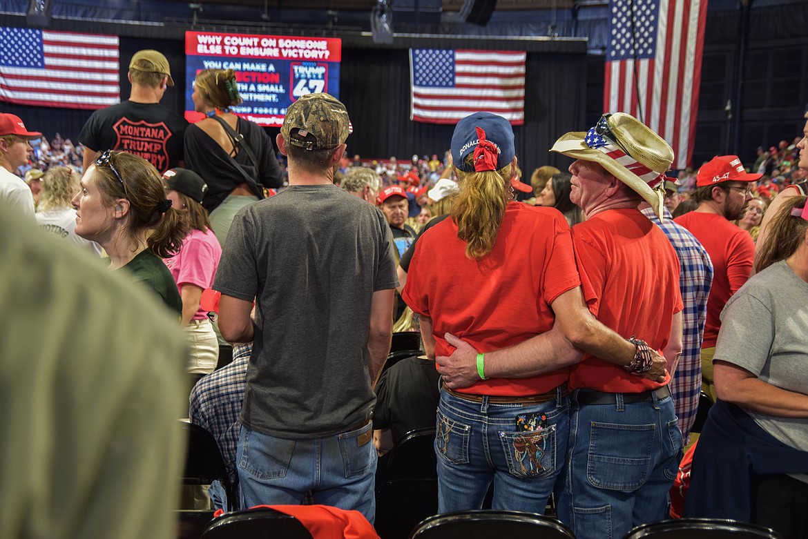 Supporters of former President Donald Trump attend a rally on Aug. 9, 2024 in Bozeman. (Kate Heston/Daily Inter Lake)