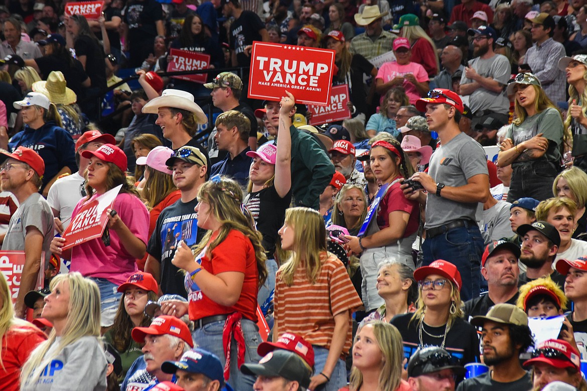 Supporters of former President Donald Trump attend a rally on Aug. 9, 2024 in Bozeman. (Kate Heston/Daily Inter Lake)