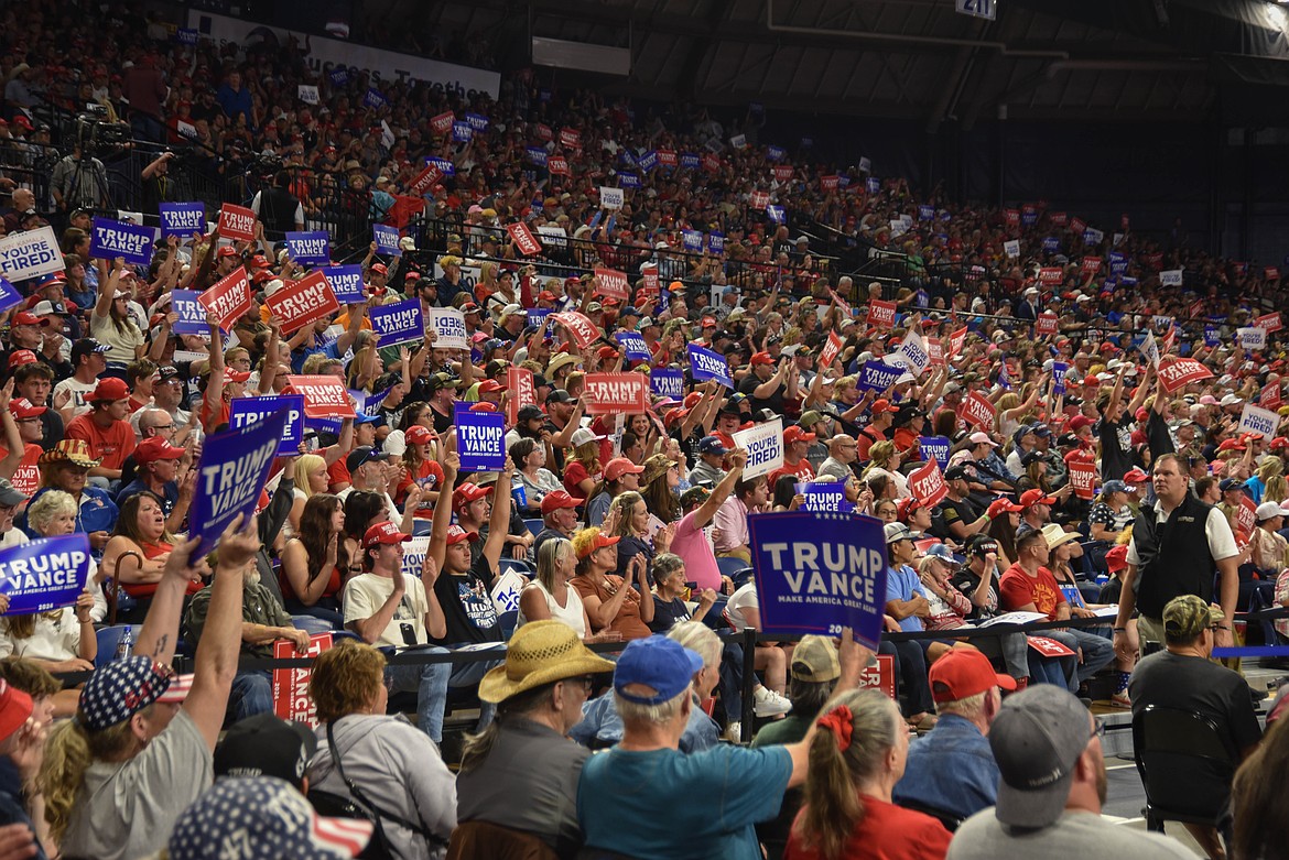 Supporters of former President Donald Trump attend a rally on Aug. 9, 2024 in Bozeman. (Kate Heston/Daily Inter Lake)