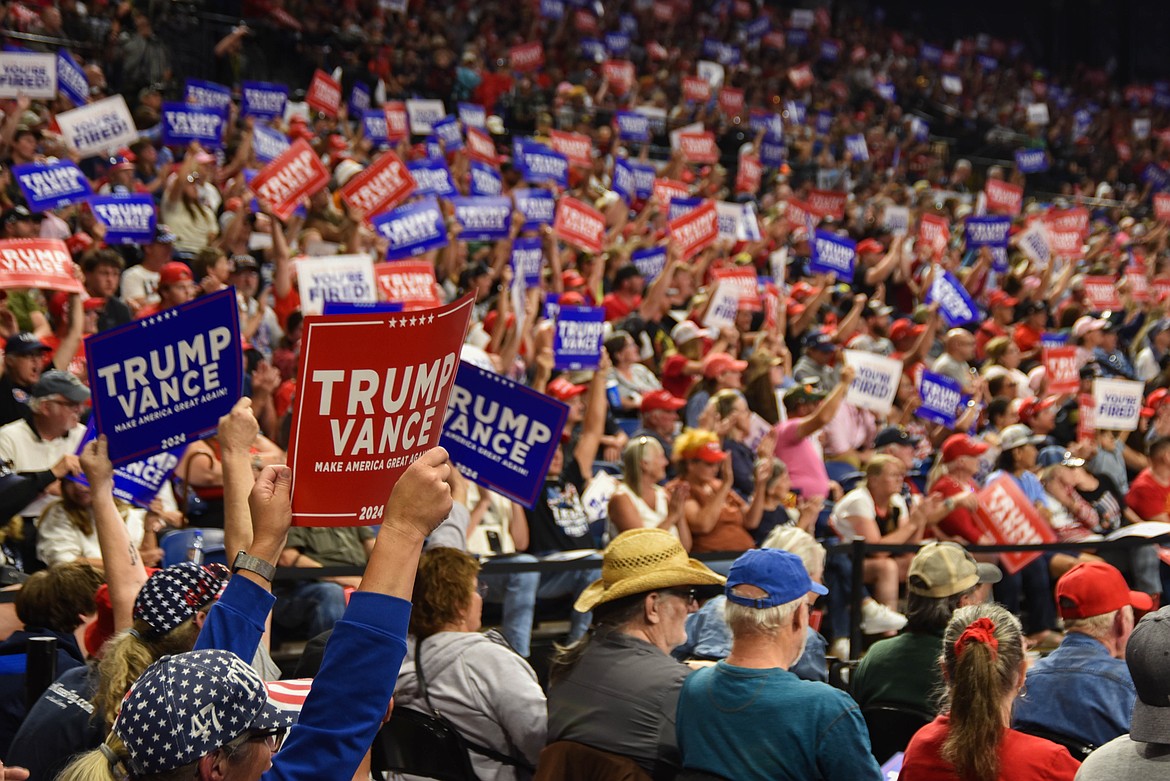 Supporters of former President Donald Trump attend a rally on Aug. 9, 2024 in Bozeman. (Kate Heston/Daily Inter Lake)