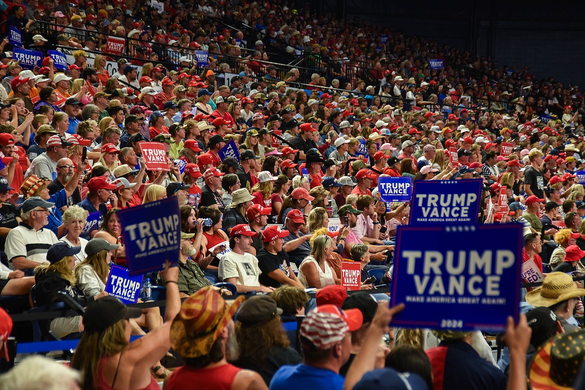 Supporters of former President Donald Trump attend a rally on Aug. 9, 2024 in Bozeman. (Kate Heston/Daily Inter Lake)