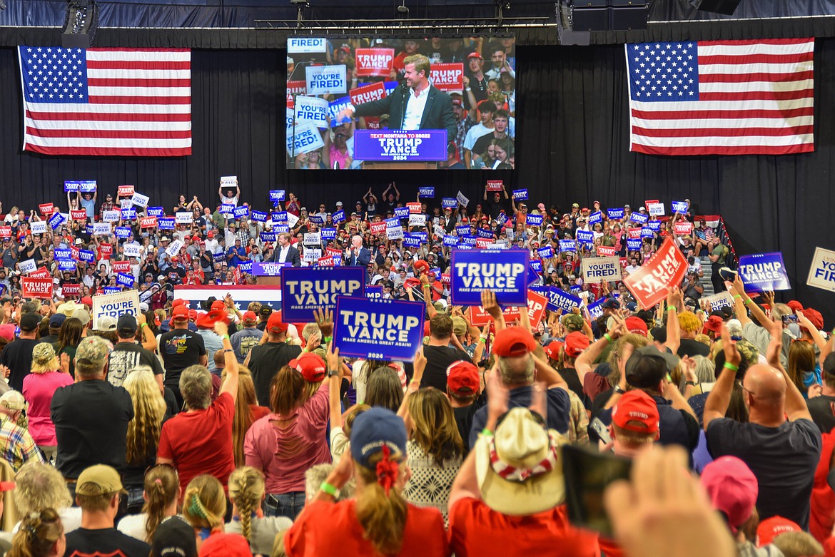 Attendees applaud Tim Sheehy at a rally on Aug. 9, 2024 in Bozeman. (Kate Heston/Daily Inter Lake)