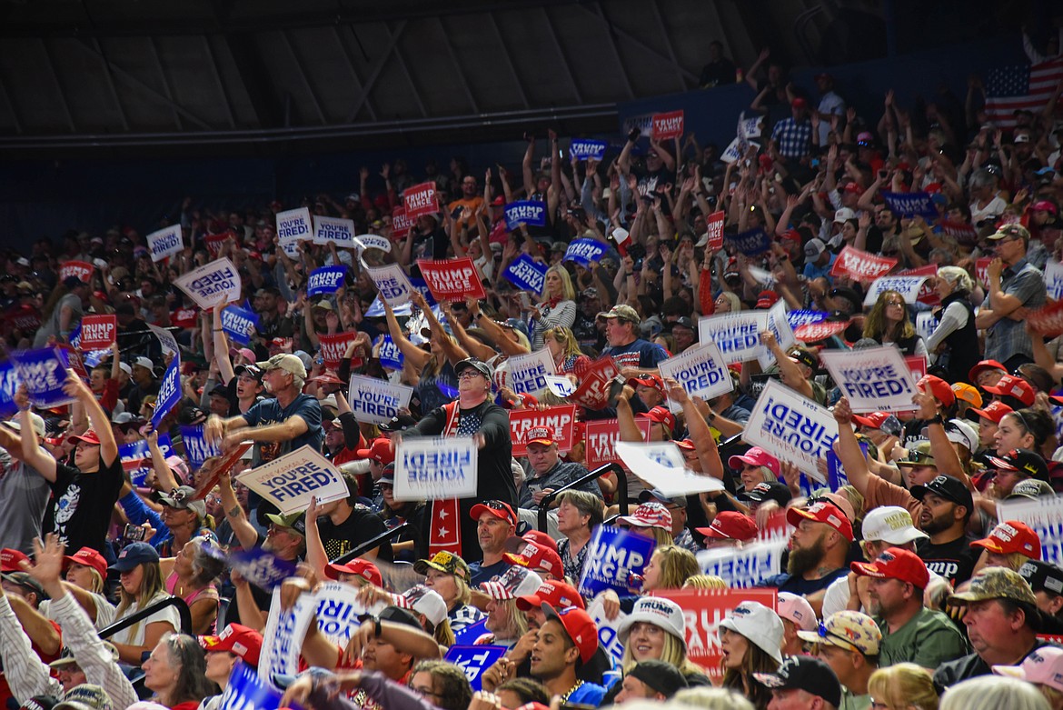 Supporters of former President Donald Trump attend a rally on Aug. 9, 2024 in Bozeman. (Kate Heston/Daily Inter Lake)