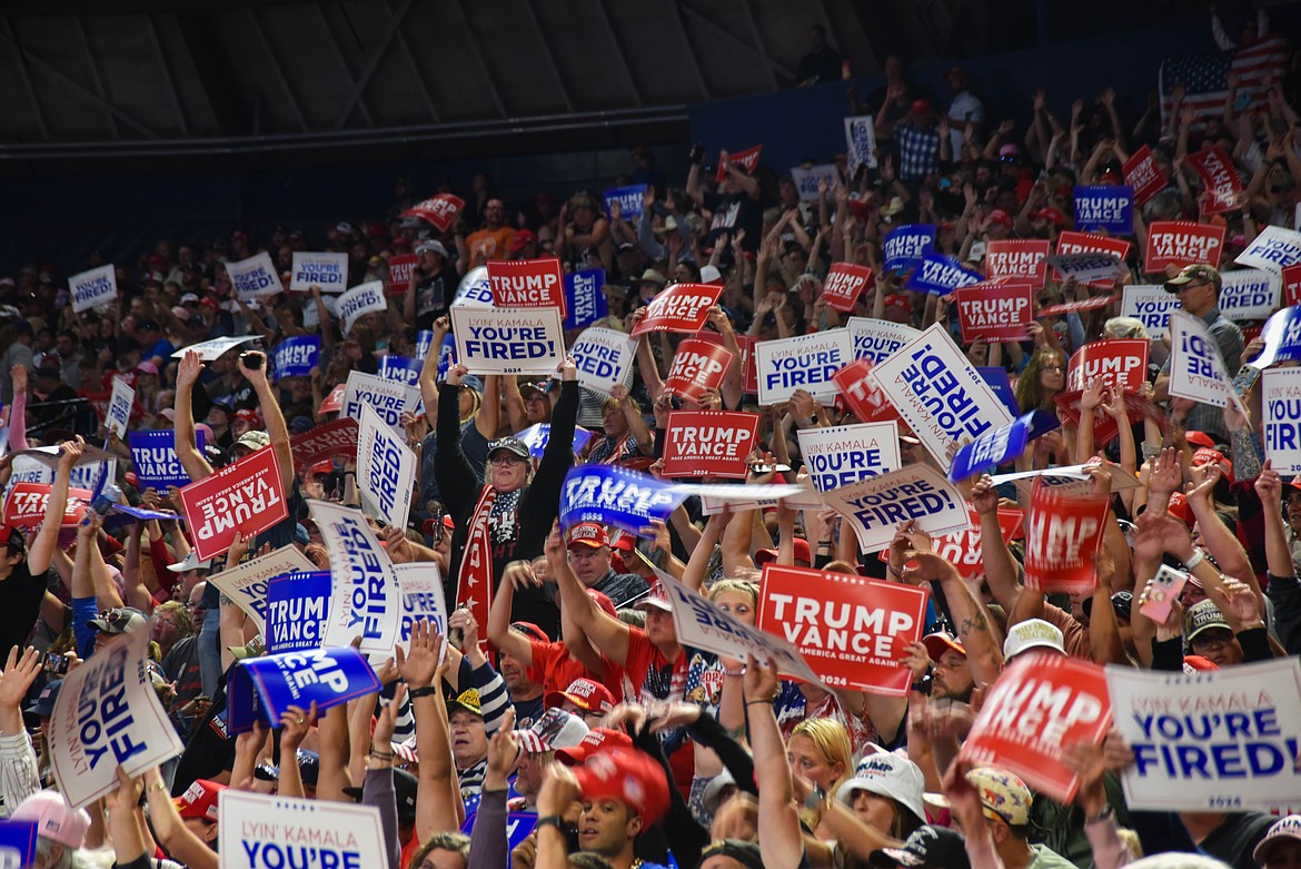 Supporters of former President Donald Trump attend a rally on Aug. 9, 2024 in Bozeman. (Kate Heston/Daily Inter Lake)