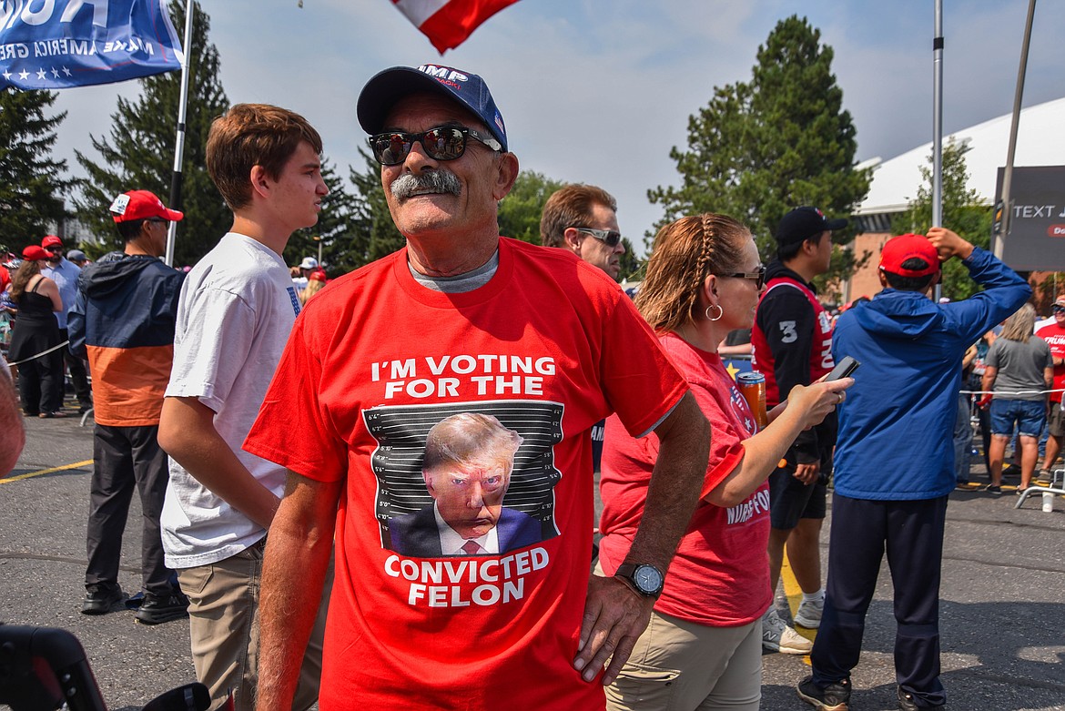 Jeff Arnold, of Gallatin Gateway, Montana, at a rally for former President Donald Trump and Senate candidate Tim Sheehy on Aug. 9, 2024 in Bozeman. (Kate Heston/Daily Inter Lake)