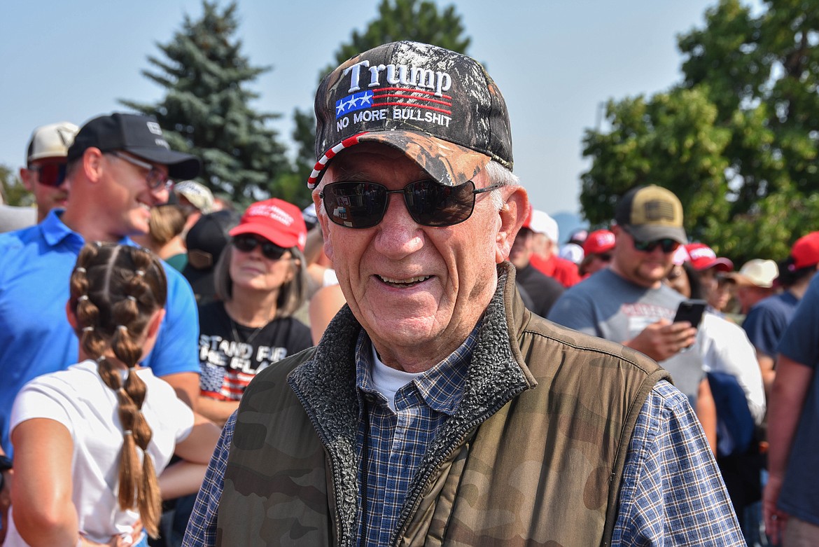 J.D. Thompson, of Bozeman, at a rally for former President Donald Trump and Senate candidate Tim Sheehy on Aug. 9, 2024 in Bozeman. Thompson was a voting registration volunteer at the rally. (Kate Heston/Daily Inter Lake)