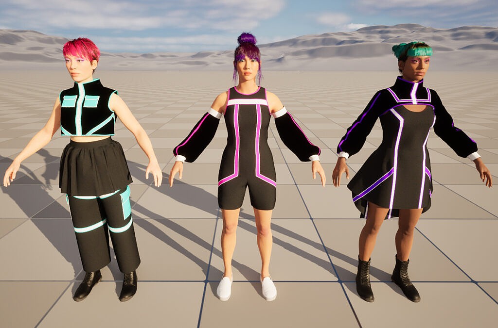 Colby Van Dyk's collection of apparel for video game characters in the Unreal Engine video game design program.