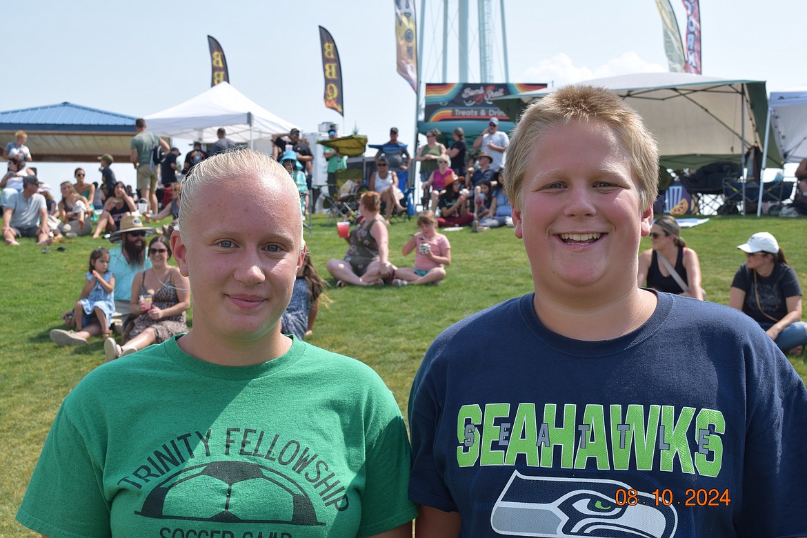 "The Beast" Gideon Boe took first place in the youth division of Taste of Rathdrum's Hot Dog Eating Contest, while his sister, Lindy, "The Butterfly," took second place.