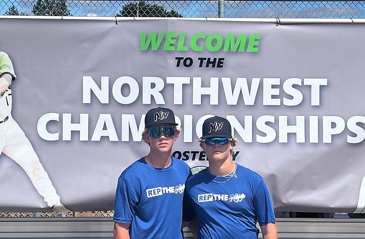 Courtesy photo
Coeur d'Alene High varsity baseball players Bam Fenter, left, and Gavin Helms were invited to play on the class of 2026 Idaho team at the Baseball Northwest Northwest Championships Aug. 8-11 in Vancouver, Wash. The Northwest Championships are a showcase tournament for college and pro scouts with teams made up of players from Idaho, Washington, Oregon and Utah.