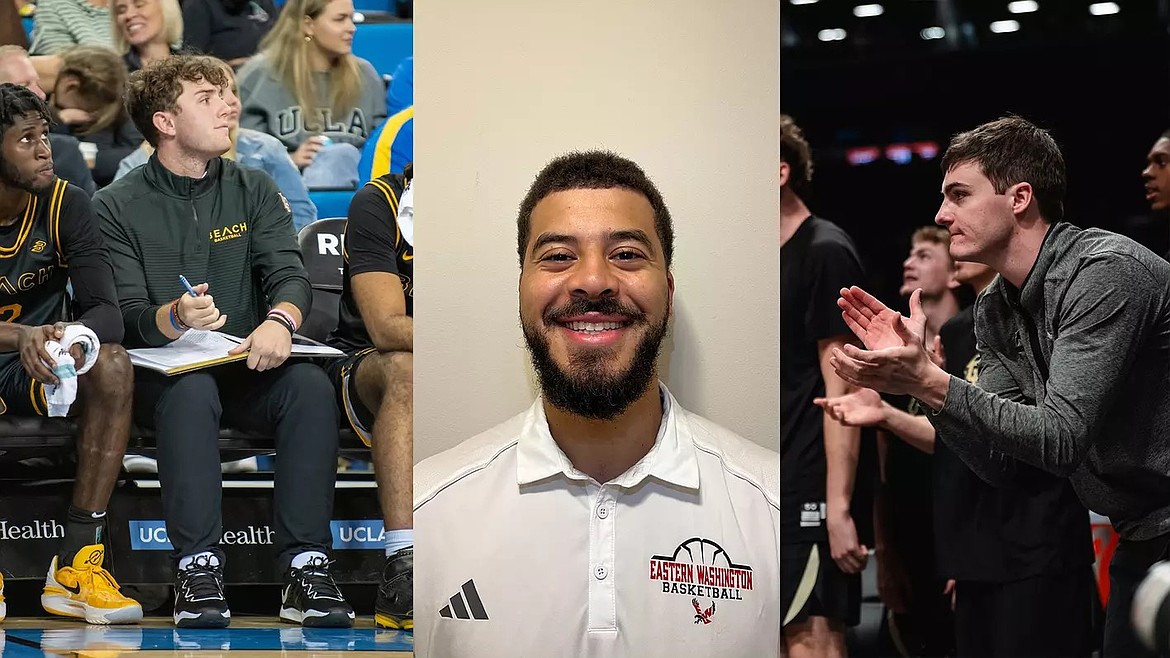 Eastern Washington men’s basketball announced the hires of MicGuire Monson, left, Alex Hobbs, center, and Will Turgeon, right, to its staff on Friday.