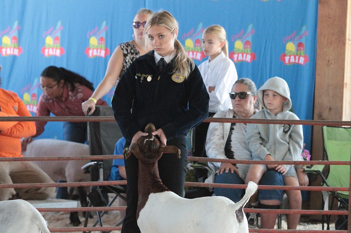 Harlie Torgeson, 17, competed for her second time in the Grant County Fair and won Market Goats Grand Champion.