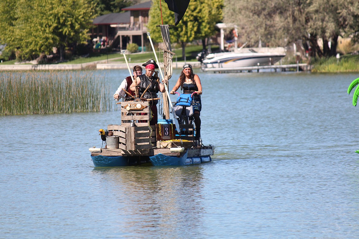 The Blue Barnacle makes its way to shore at the end of a previous Pirate Regatta. This year’s regatta is Sept. 1.