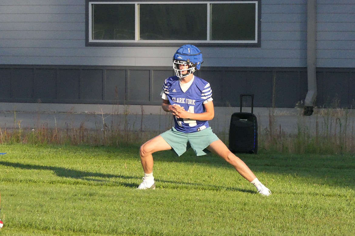 Superior sophomore quarterback Landon Richards stretches before a recent practice as the Bobcats get ready for league favorite Valley Christian on Aug. 31 in Missoula. (Chuck Bandel/VP-MI)