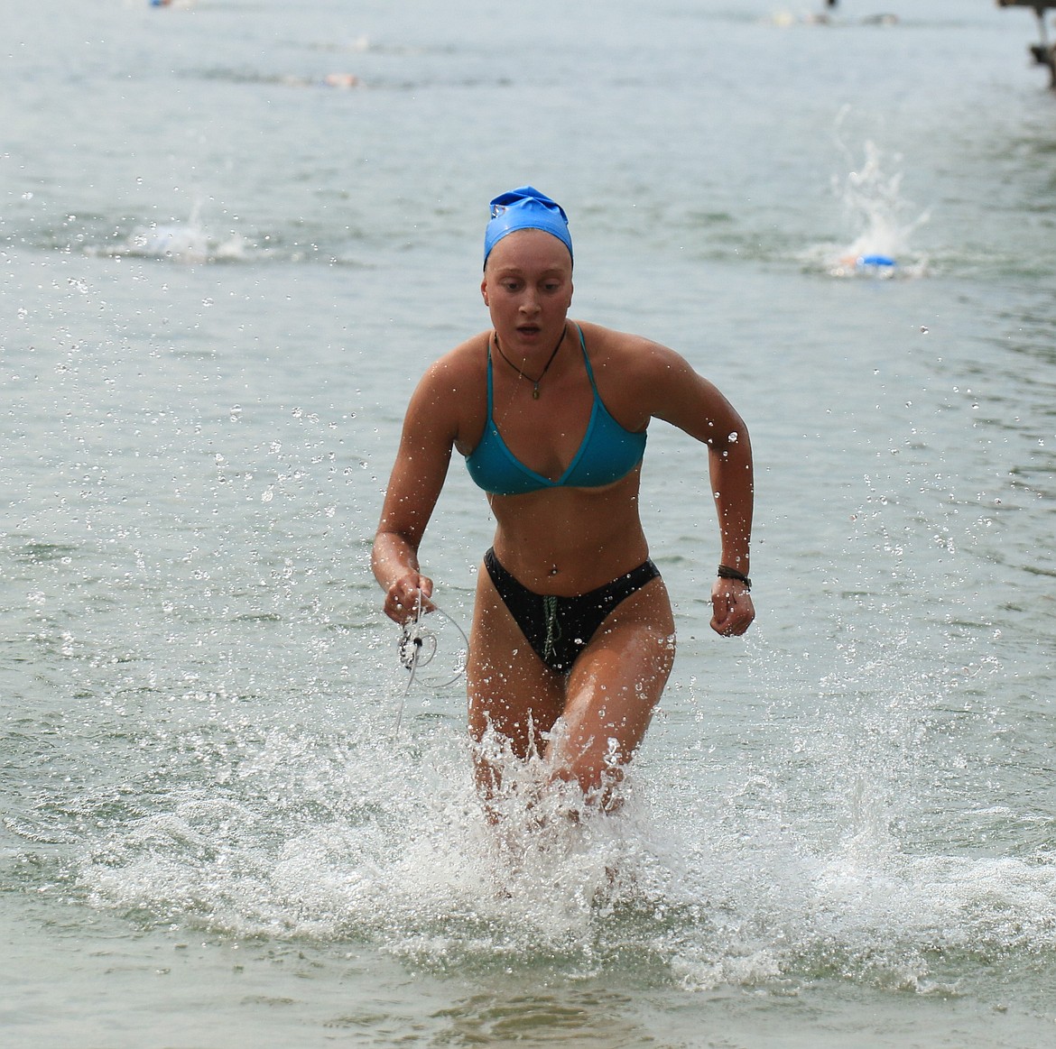 Sandpoint High senior Ava de Leeuw competes in the 2024 Long Bridge Swim held Aug. 3, 2024.