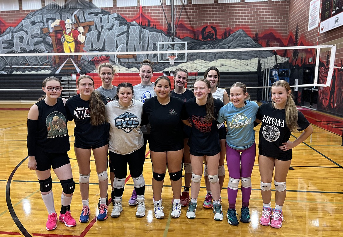 The Wallace High School volleyball team pictured (from left) in the back row are Kayla Hasz, Bethany Phillips, Kylee Phillips and Grace DeLano. Front row: Jeslyian Johnson, Khepri Wood, Amie Strange, Olivia Berry, Aubrey Birdsell, Kayden Stutzke and Anna Rehnborg.