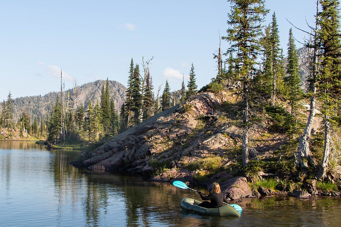 Kate Heston rafts during a backpacking trip on August 18, 2024. (Kate Heston/Daily Inter Lake)