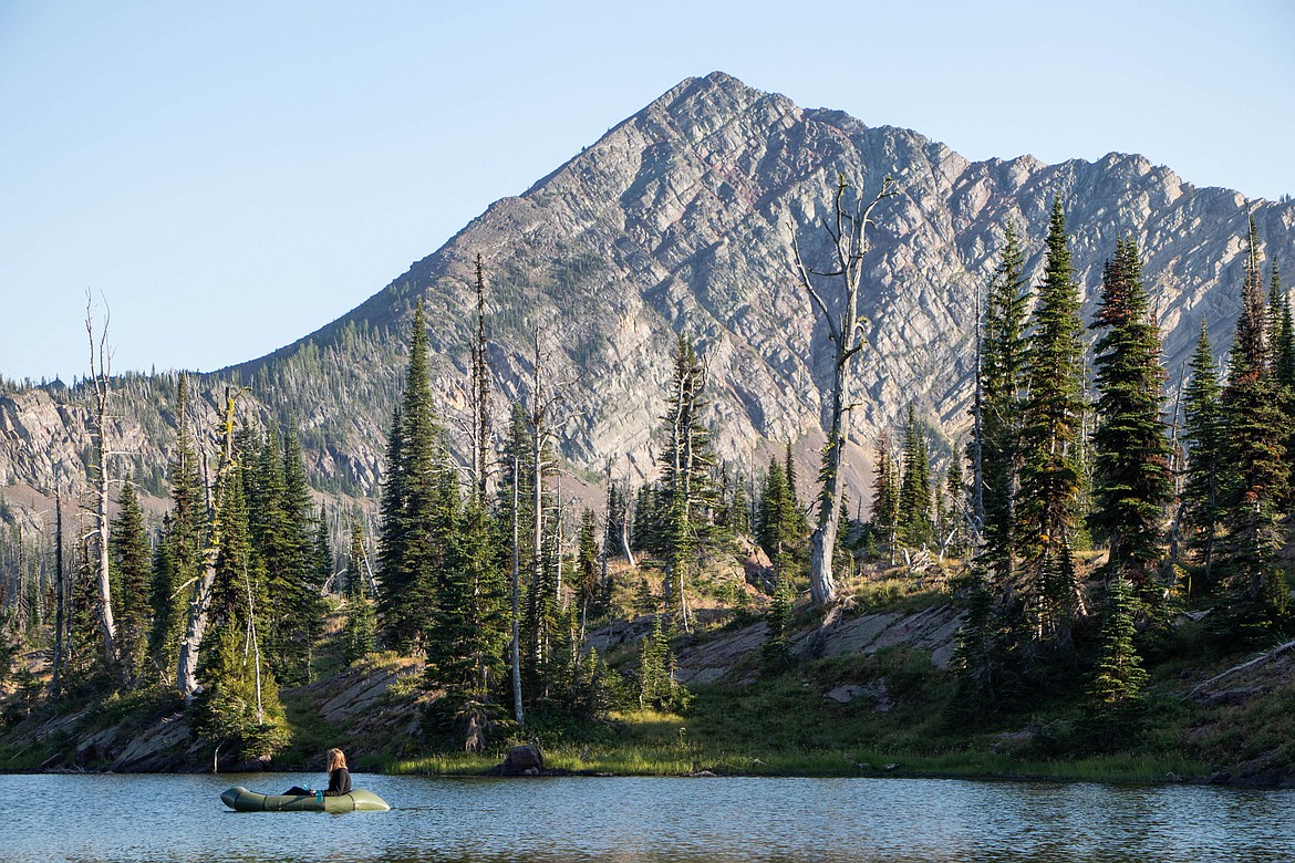 Kate Heston rafts during a backpacking trip on August 18, 2024. (Kate Heston/Daily Inter Lake)