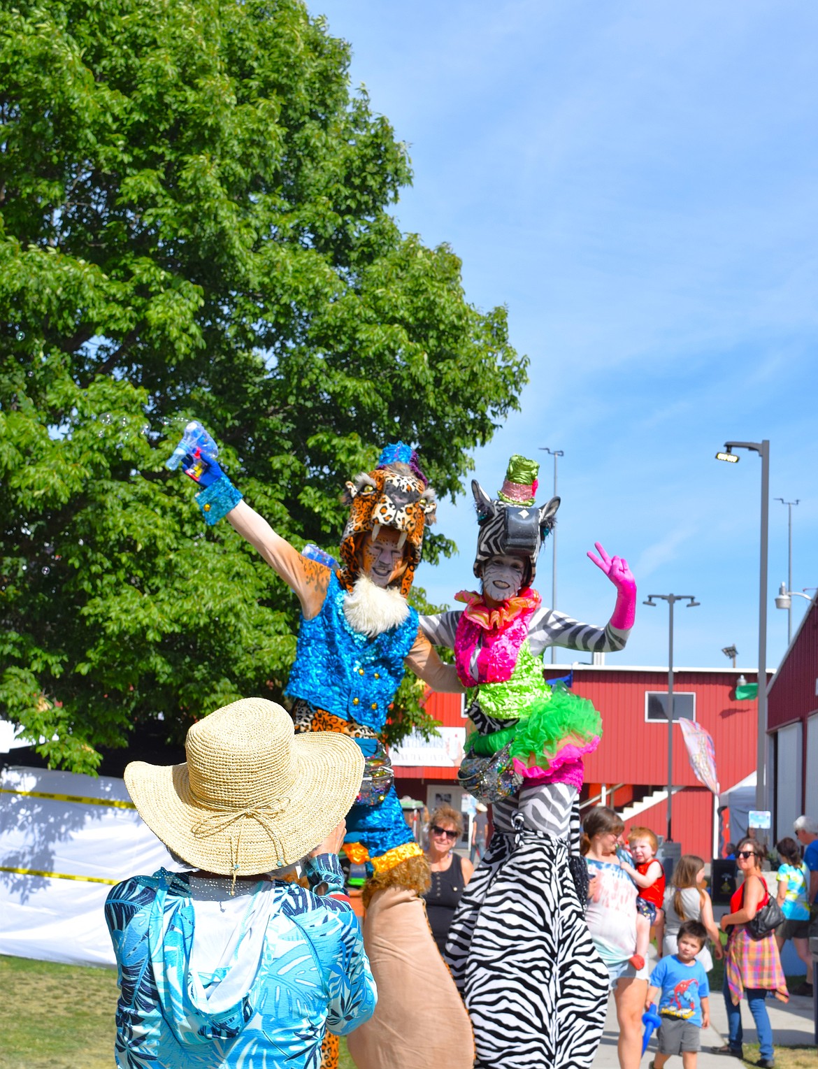 A leopard and a zebra — on stilts — were a fun surprise at the North Idaho State Fair on Tuesday.