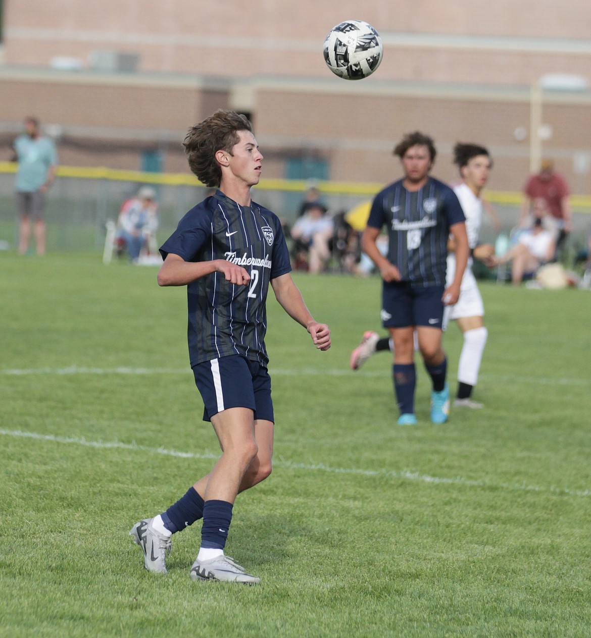 JASON ELLIOTT/Press
Lake City senior Greyson Kortus attempts to play the ball in the air during a YEA Jamboree game with Sandpoint at the Irma Anderl Soccer Complex.