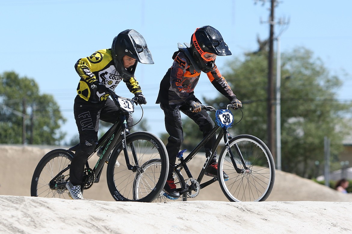 Riders race on the Larson BMX Track at Sunday’s Race for Life hosted by Moses Lake BMX. The race was part of a four-race series, with tracks in Spokane, Walla Walla, Richland and Moses Lake all hosting Race for Life events this weekend.