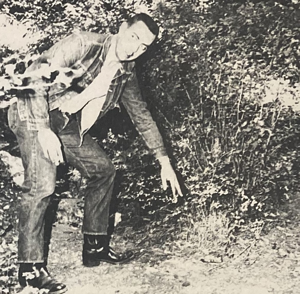 In 1964, Coeur d’Alene police officer Robert Thom pointed to blood stains along a Tubbs Hill trail.