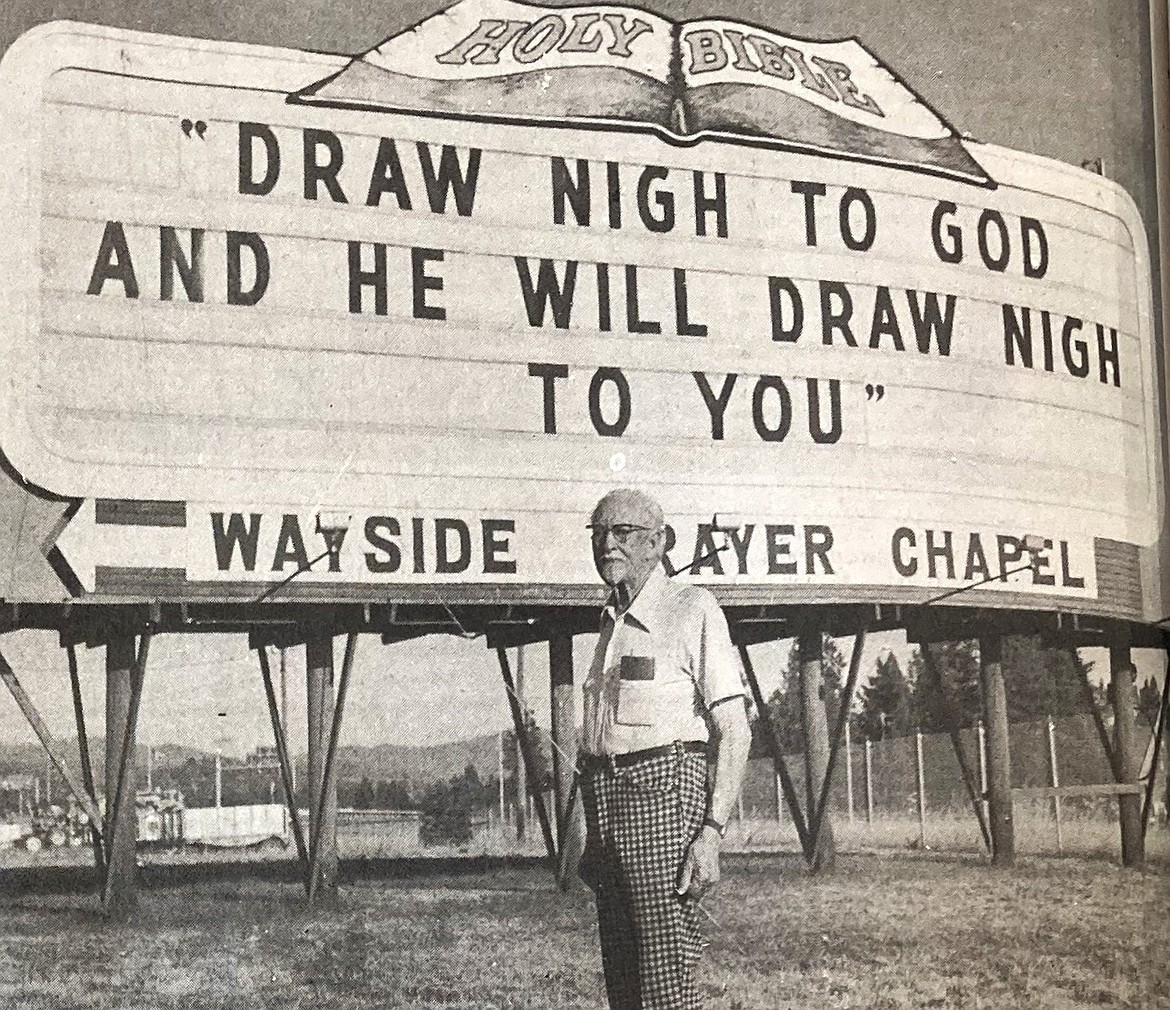 In 1979, Pastor Clell Dietz, 89, posed along Interstate 90 with his iconic Highway Evangelism billboard.