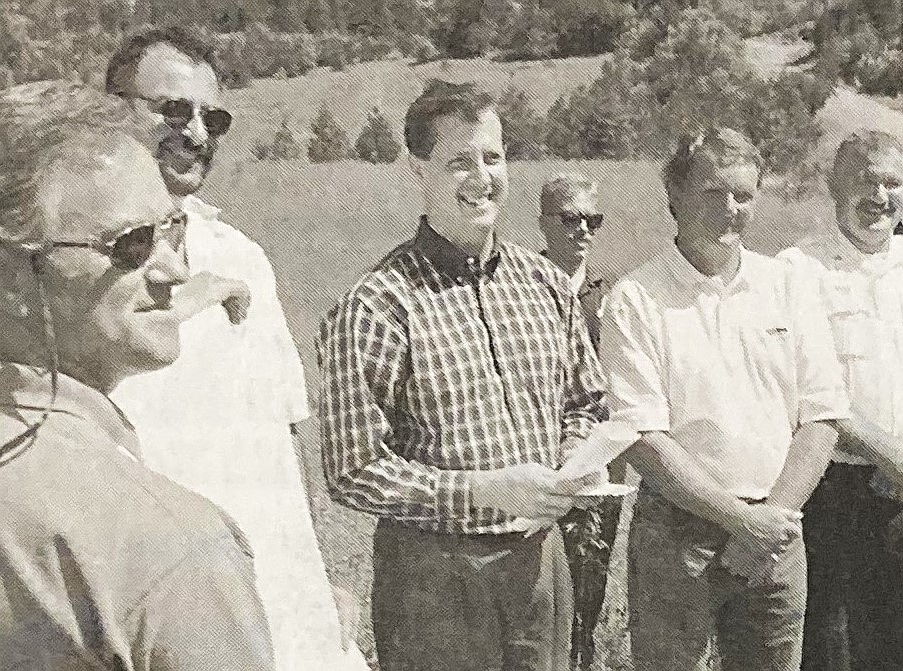 In 1999, Mayor Steve Judy, center, announced the city’s purchase of 33 acres of Cherry Hill. With him are, from left: Councilman Chris Copstead, Councilman Dave Walker, Judy, fireman Lee Holbrook, Realtor Pat Acuff and fire chief Rick Lasky.