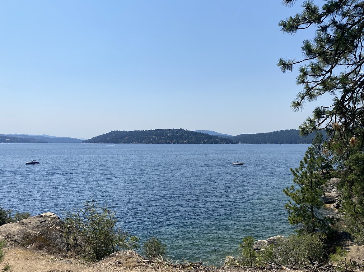 Main Loop Trail on Tubbs Hill offers stunning panoramic views of Lake Coeur d'Alene looking south.