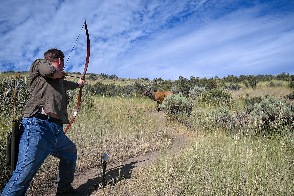 An archery hunter practices their technique at an archery range in southern Idaho. Pre=season preparations can make all the difference between a successful hunt and one that ends in disappointment.