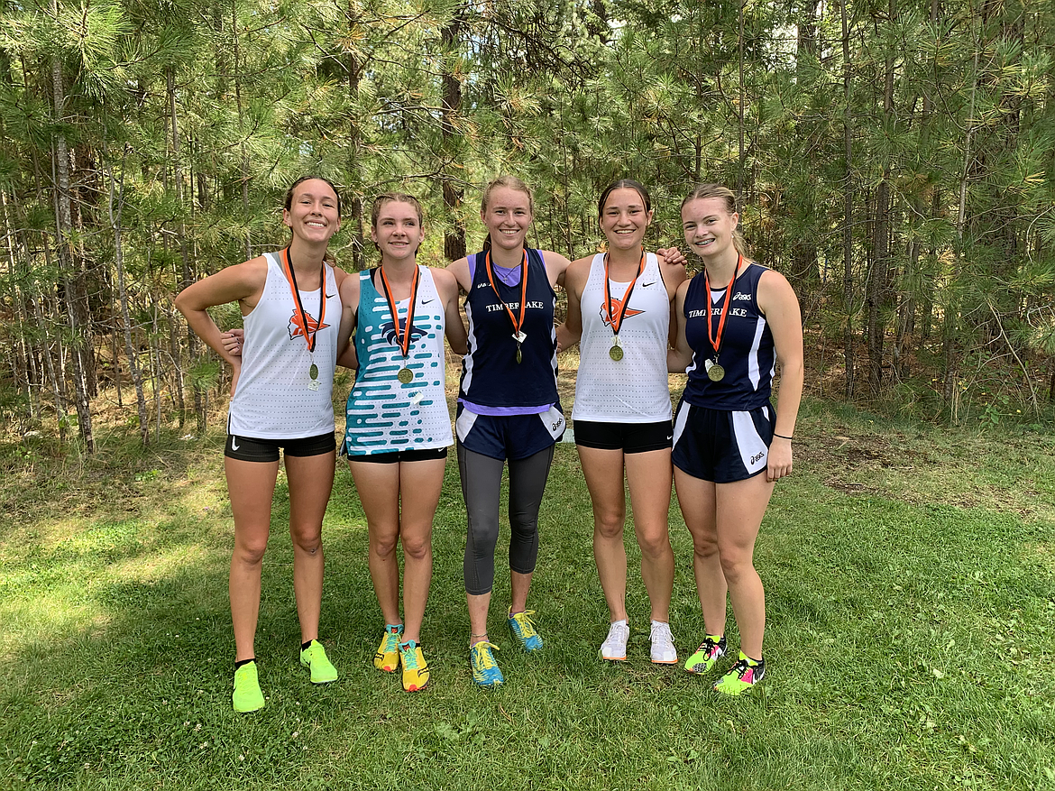 Courtesy photo
Pictured are the top finishers in the Post Falls River Run girls juniors/seniors race at Kiwanis Park. From left are Kaylynn Misner, Hazel Kunkel, Vanessa McLachlan, Talia Bonville and Malia Miller.