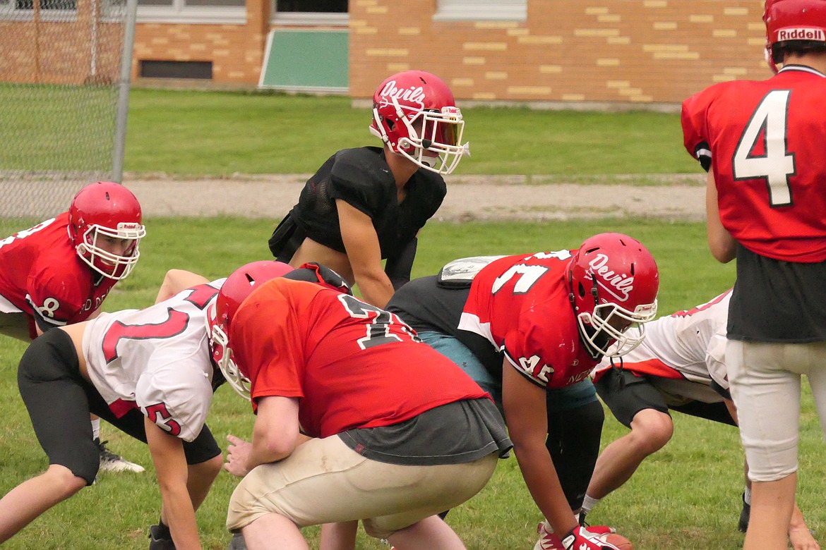 Noxon works on both sides of the ball during a Friday practice this past week as they get ready for their season opener Aug. 30 in Power. (Chuck Bandel/VP-MI)