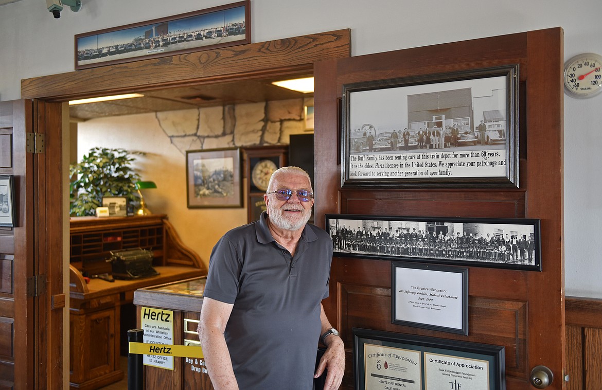 Dale Duff at the Rocky Mountain Transportation desk located at the historical Great Northern Railway Depot in Whitefish. (Kelsey Evans/Whitefish Pilot)