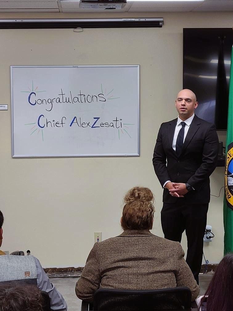 Alex Zesati, the new Mattawa Chief of Police, is sworn in. Zesati served as the interim chief of police for Mattawa prior to being offered the position on a permanent basis.