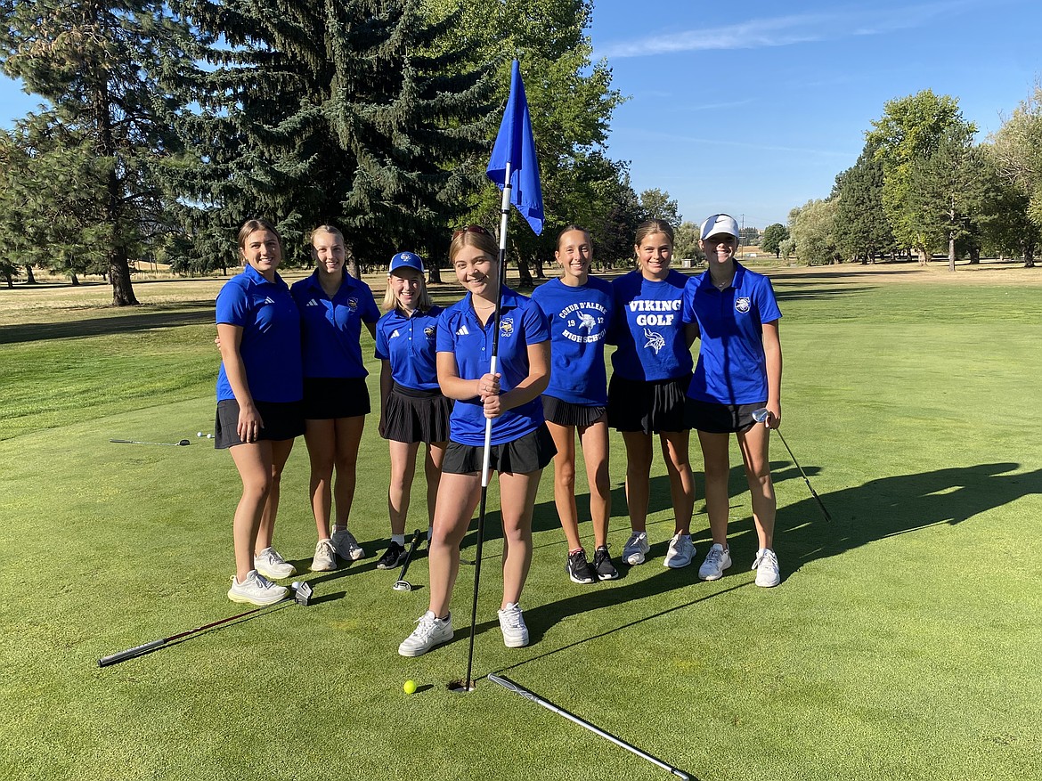 Courtesy photo
Coeur d'Alene won the JV girls division at a tournament Monday at the Moscow Elks Lodge Golf Club. From left are Aniston Ewing, Ava Jaegar, Mack Kelly, Chloe Orear, Brooklyn Leen, Leah Heavener and Kinsley Meier.