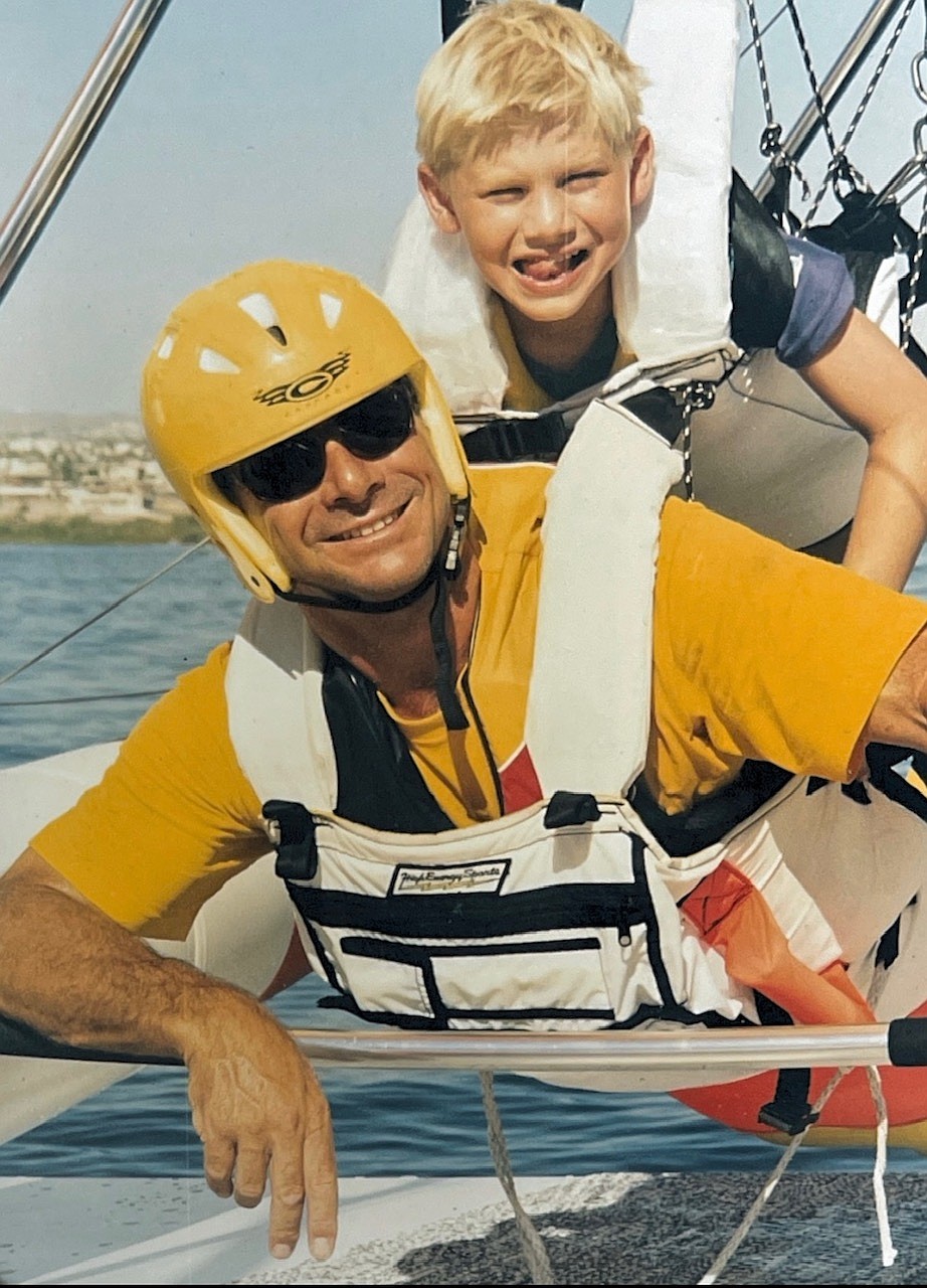 Robert and son Timothy on the Water Glider at Lake Havasu, Arizona in 2002. (Courtesy photo)