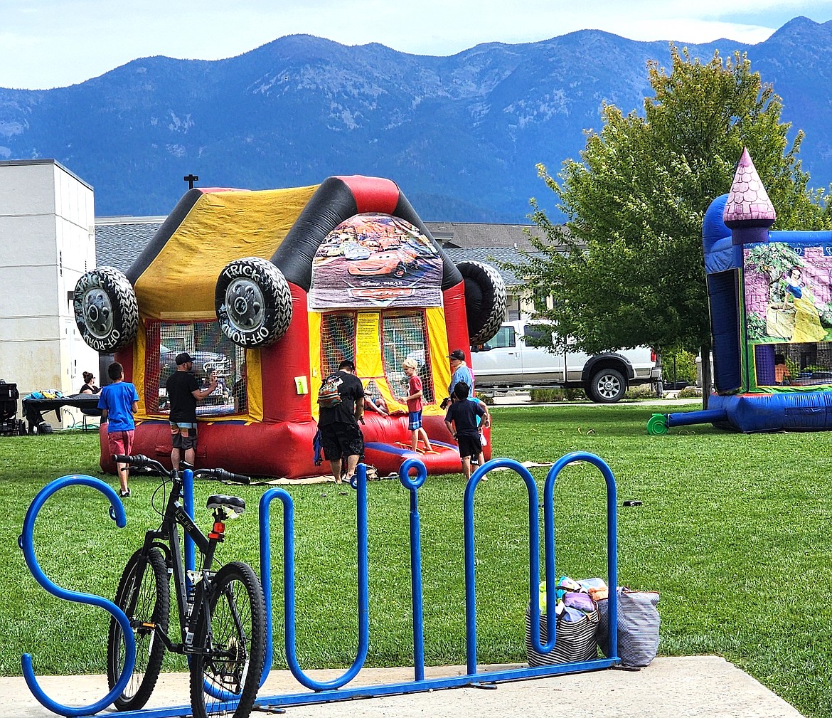 Mission Valley Aquatics hosted a family fun day on Saturday replete with bouncy houses, a dunk tank, and free swimming. (Berl Tiskus/Leader)