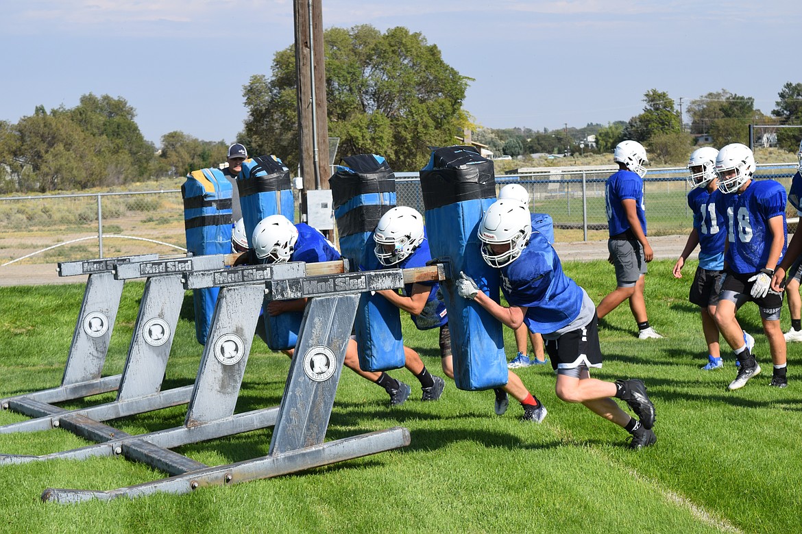 The Soap Lake football team preparing for last fall’s season. This year’s team is looking to build on the successes the Eagles saw last year.