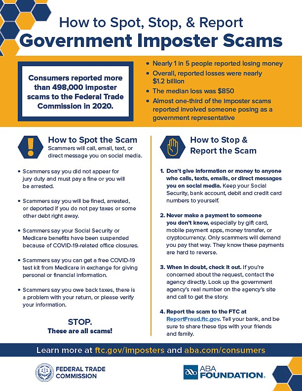 An infographic on scam calls. Kyle Foreman, Grant County Sheriff’s Office public information officer urges people to be put on the DoNotCall.com list. This will decrease the number of robocalls one receives and make it, so any suspicious phone call is a scam, not a spam call.