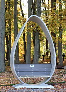 An example of a bench made from wind turbine blades.