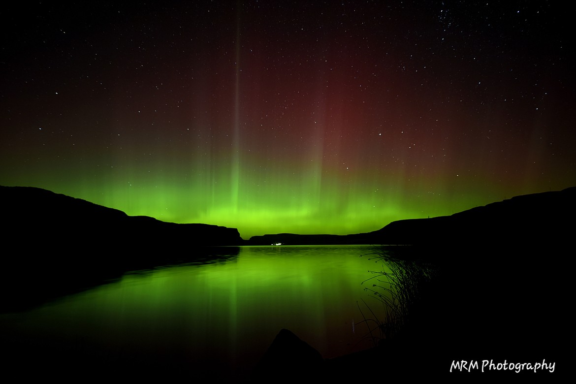 Michelle Montemayor of MRM Photography submitted this weather photo of the Aurora Borealis as seen from the shore of Jameson Lake, about half an hour west of Coulee City. Montemayor said she’s been “chasing aurora” for five years.