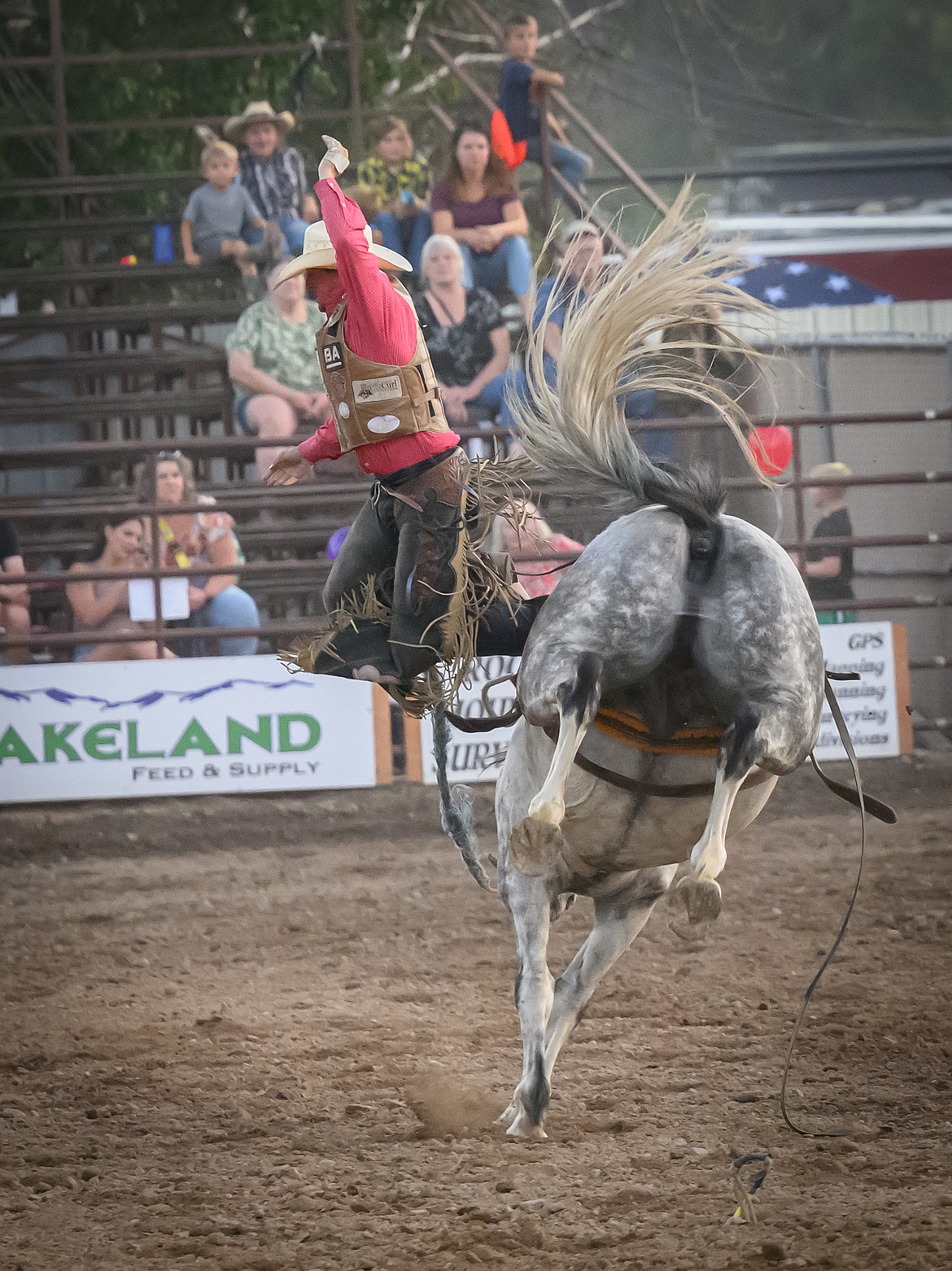 Bronc Rider Jake Watson in the Sanders County Fair rodeo. (Tracy Scott/Valley Press)