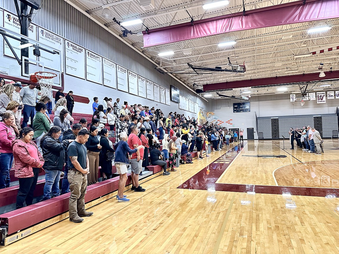 Mattawa residents joined together for a prayer service after the first day of school