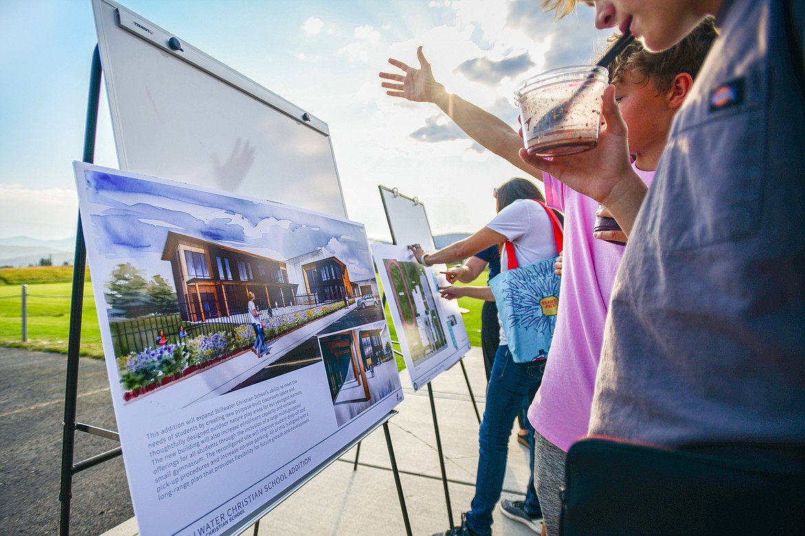 Architectural renderings showing an expansion project at Stillwater Christian School after a back-to-school open house event where it was announced Kalispell businessman Paul Waccholz was donating $5 million towards the project. (Casey Kreider/Daily Inter Lake)