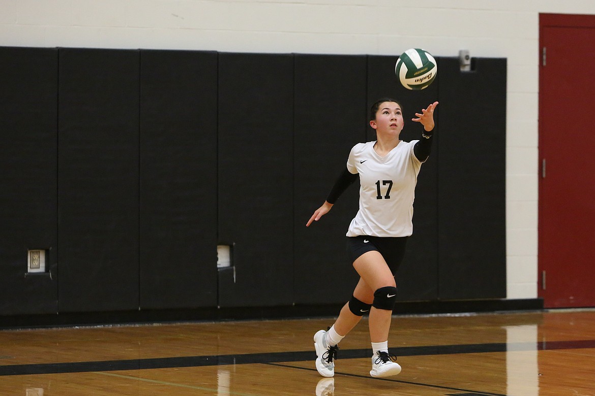 Almira/Coulee-Hartline sophomore Grace Okamoto serves the ball during a game in the 2023 season. The Warriors took fourth place in last year’s 1B State Volleyball Tournament.