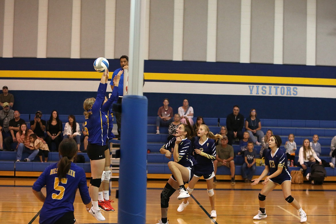 The Wilson Creek Devils take on MLCA/CCS in a volleyball game last fall.