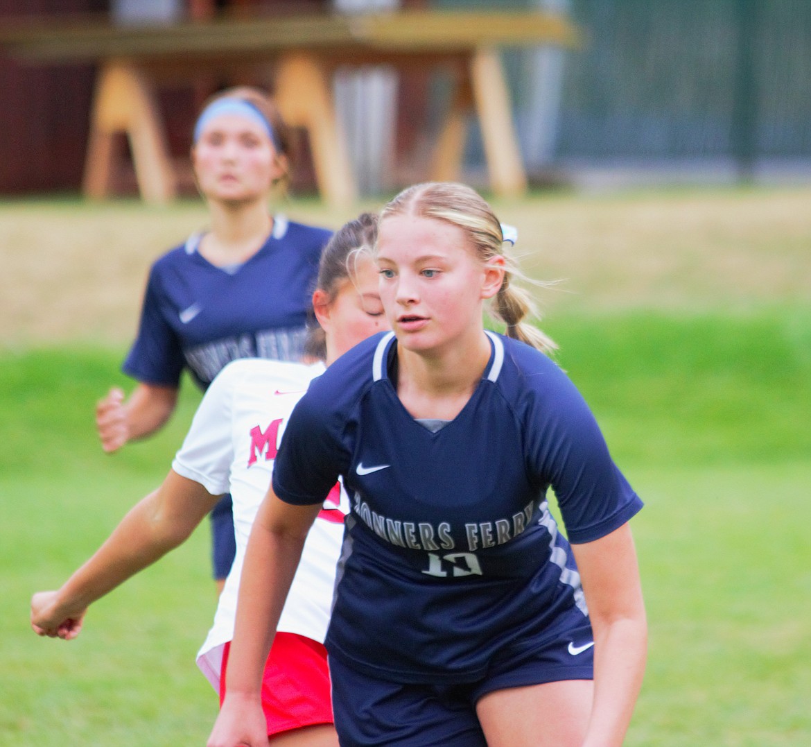 Molly Robins fights to keep possession against Moscow in week two of the season.